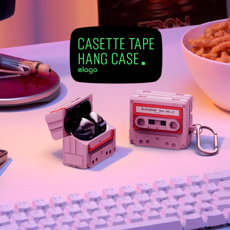 Galaxy Buds3 FE Buds 3 Pro ケース 耐衝撃 シリコン カバー GalaxyBuds3 ギャラクシー バッズ 3FE ギャラクシーバッズ3プロ 対応 elago CASETTE TAPE HANG CASE | elago