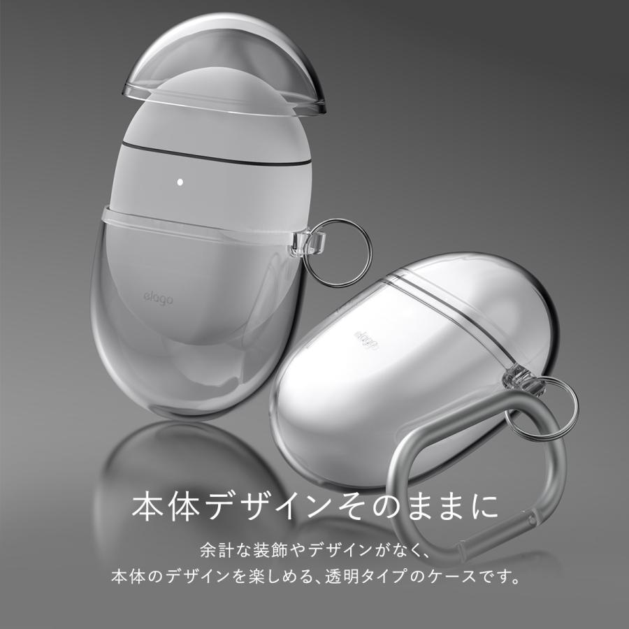 elago Google Pixel Buds Pro ケース クリア カバー カラビナ 付 耐