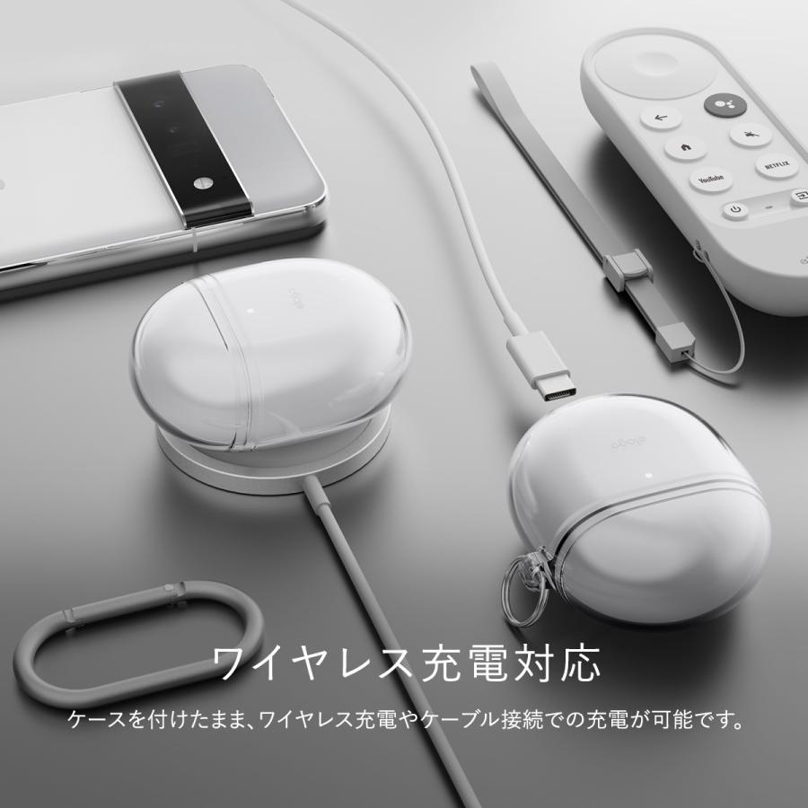 elago Google Pixel Buds Pro ケース クリア カバー カラビナ 付 耐