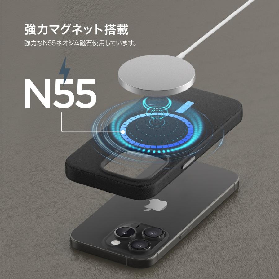 elago iPhone 15 Pro Max ケース MagSafe 対応 PUレザー 耐衝撃