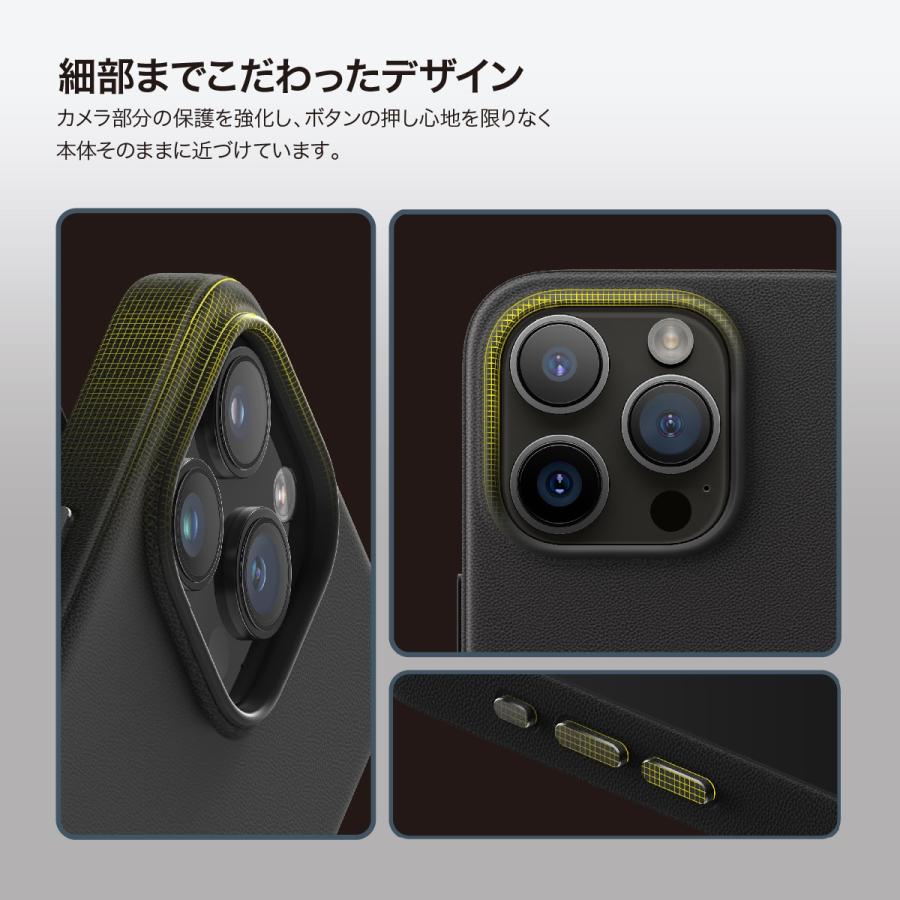 elago iPhone 15 Pro Max ケース MagSafe 対応 PUレザー 耐衝撃