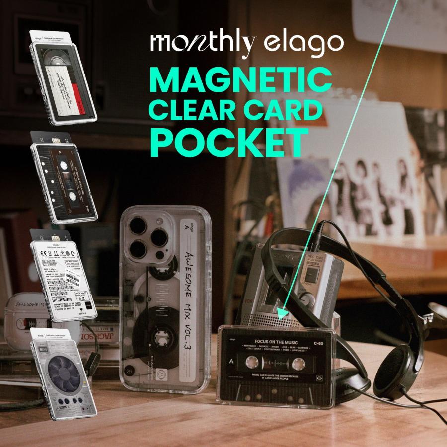 MagSafe カードケース カード 収納 ポケット 薄型 透明 マグセーフ カード入れ 各種 iPhone スマホ 対応 elago monthly elago MAGNETIC CLEAR CARD POCKET | elago