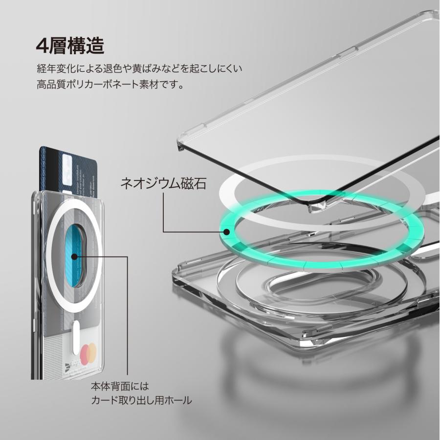 MagSafe カードケース カード 収納 ポケット 薄型 透明 マグセーフ カード入れ 各種 iPhone スマホ 対応 elago monthly elago MAGNETIC CLEAR CARD POCKET | elago | 04