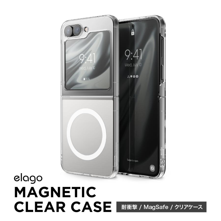 elago Galaxy Z Flip6 ケース マグネット 付 薄型 軽量 透明 MagSafe