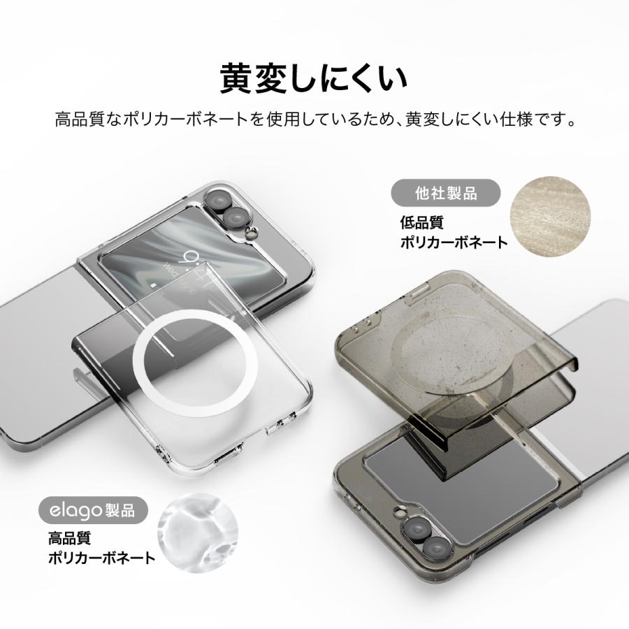 elago Galaxy Z Flip6 ケース マグネット 付 薄型 軽量 透明 MagSafe 