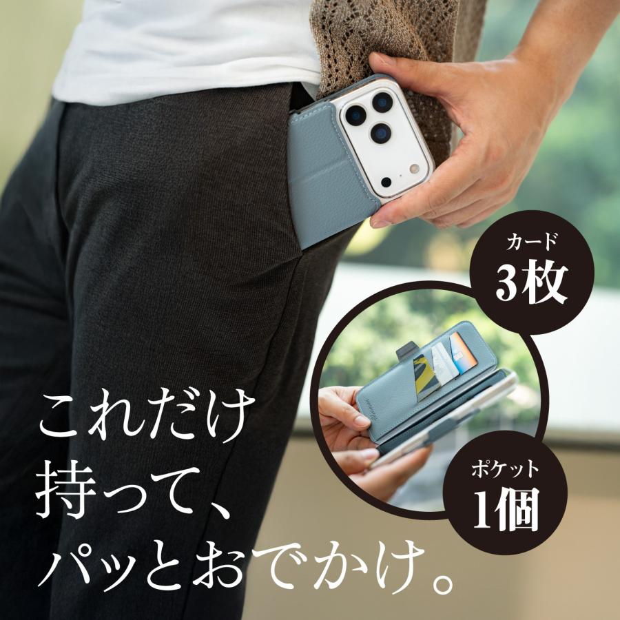 iPhone 17 Pro ケース 手帳型 本革 カード入れ スタンド ストラップ