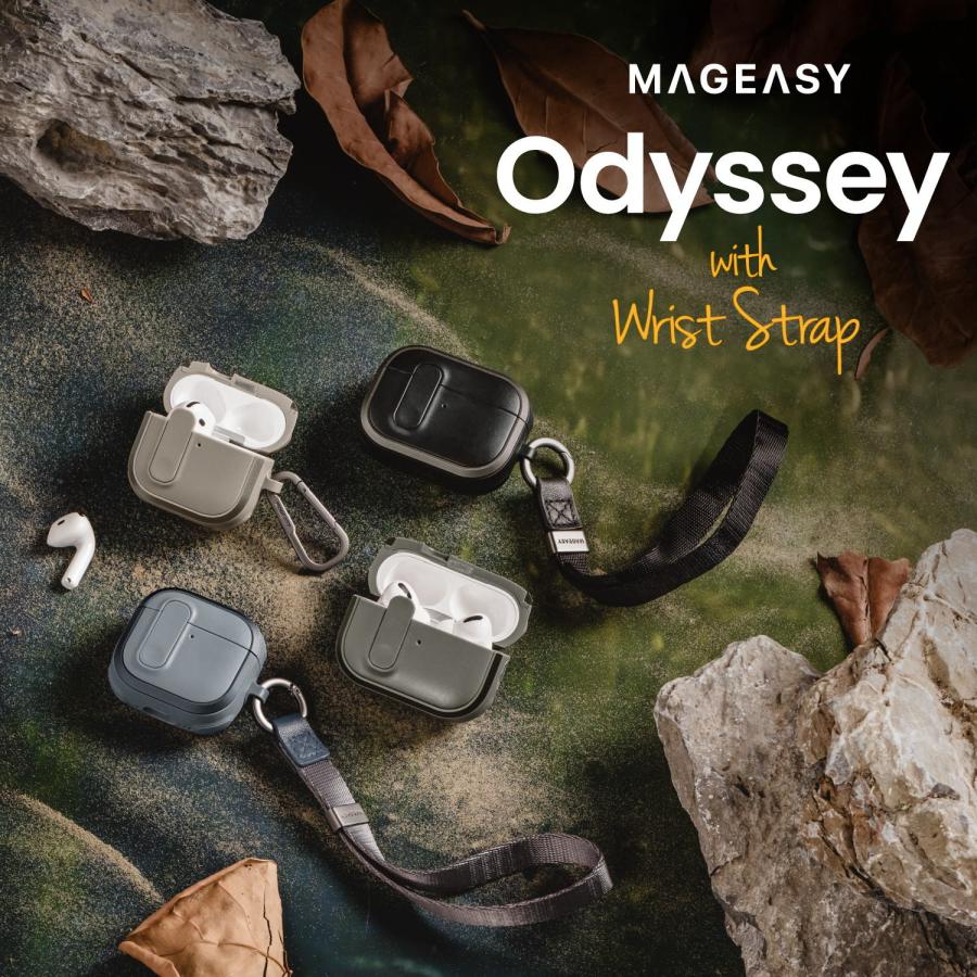 MAGEASY AirPods 4 ケース 耐衝撃 ストラップ 付 カバー ロック 機能