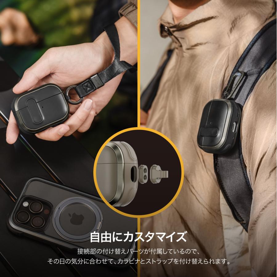 MAGEASY AirPods 4 ケース 耐衝撃 ストラップ 付 カバー ロック 機能