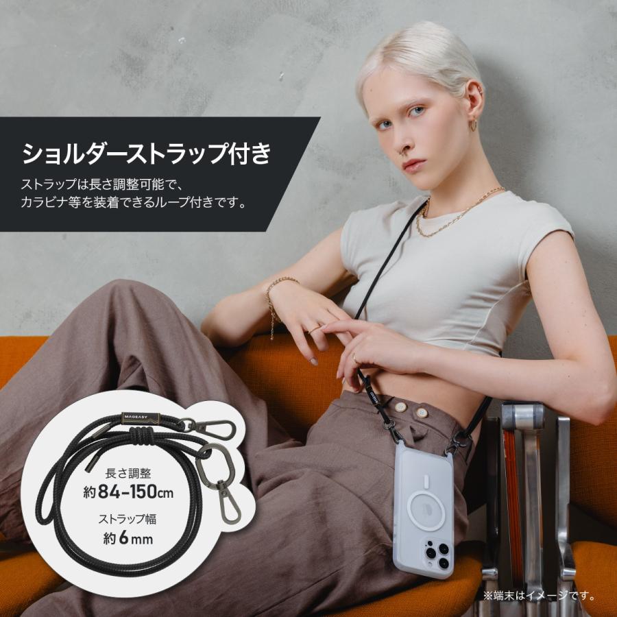 iPhone16 Plus ケース ショルダー ストラップ 付き クリア MagSafe 対応 耐衝撃 マグセーフ スマホケース iPhone16Plus アイフォン16 プラス 対応 MagEasy RoamM | MAGEASY | 01