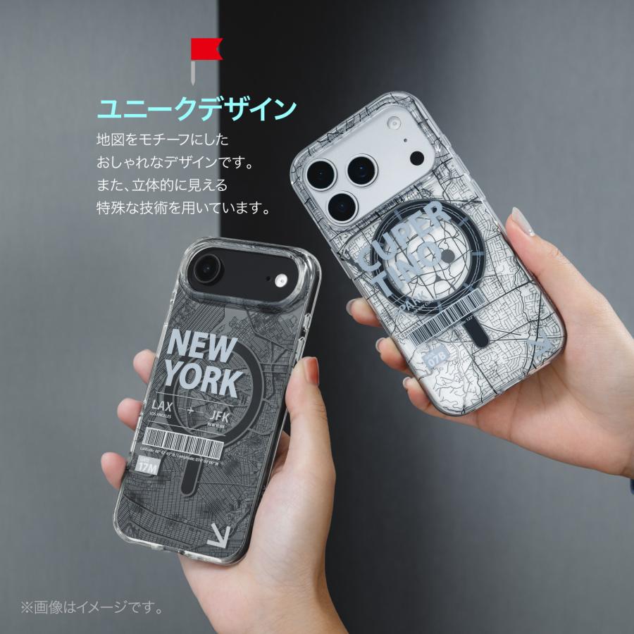 MAGEASY iPhone Air ケース MagSafe 対応 クリア 地図 柄 耐衝撃