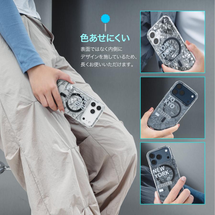 【MagEasy】 iPhone Air 対応 ケース MagSafe 対応 MAGEASY iPhone Air ケース MagSafe 対応 クリア 地図 柄 耐衝撃