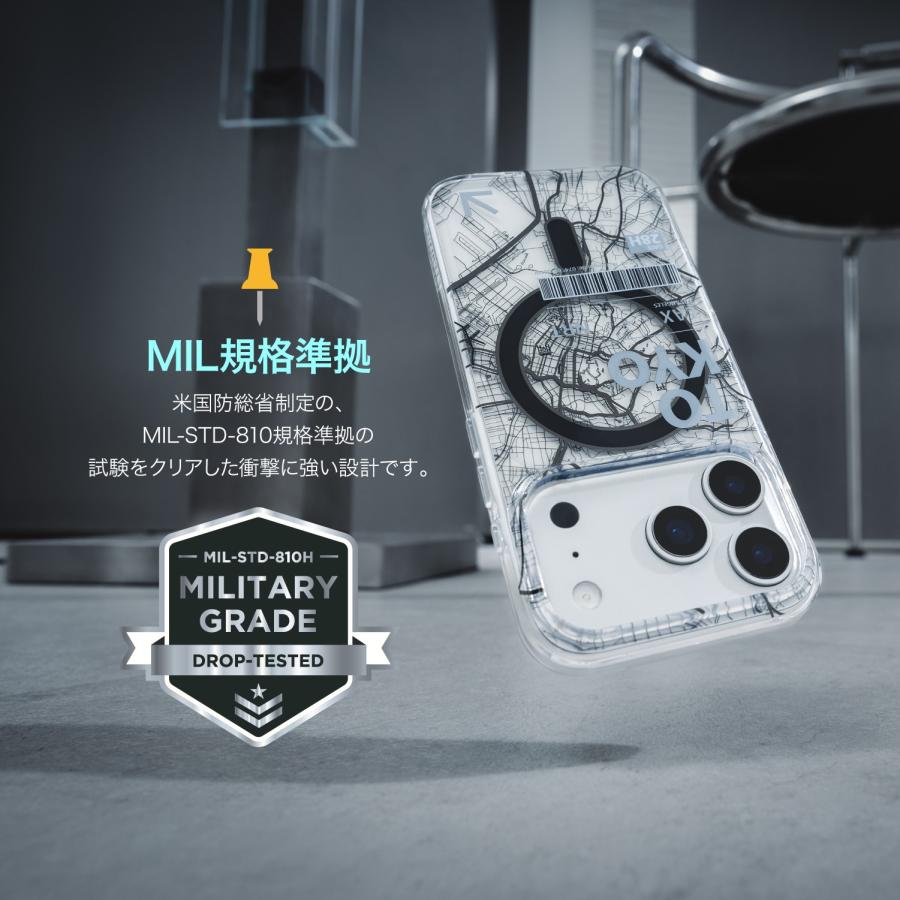 【MagEasy】 iPhone Air 対応 ケース MagSafe 対応 MAGEASY iPhone Air ケース MagSafe 対応 クリア 地図 柄 耐衝撃