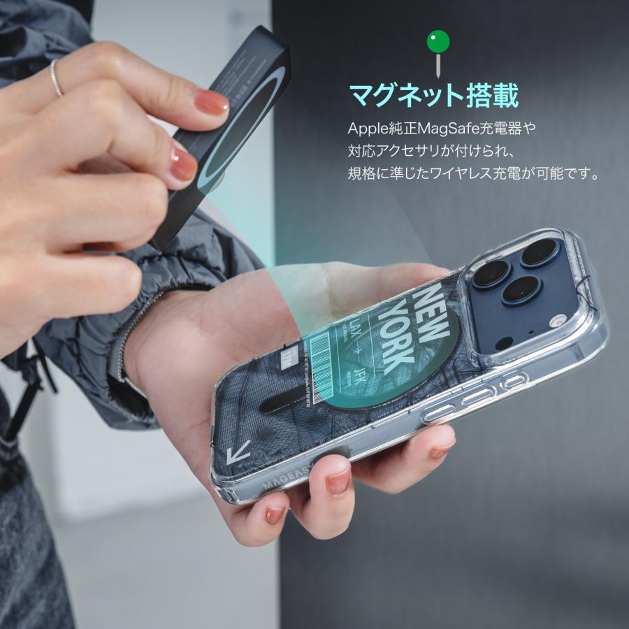 MAGEASY iPhone Air ケース MagSafe 対応 クリア 地図 柄 耐衝撃