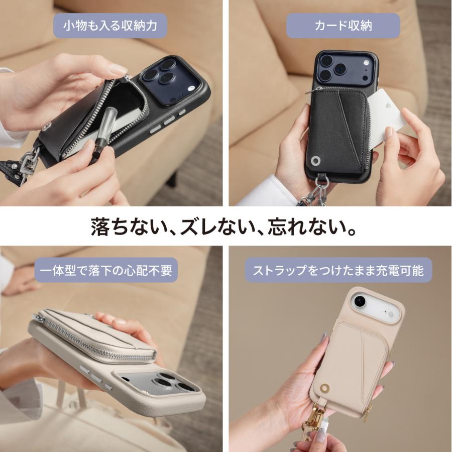 MAGEASY iPhone 17 Pro ケース ショルダー ストラップ カード入れ 合成