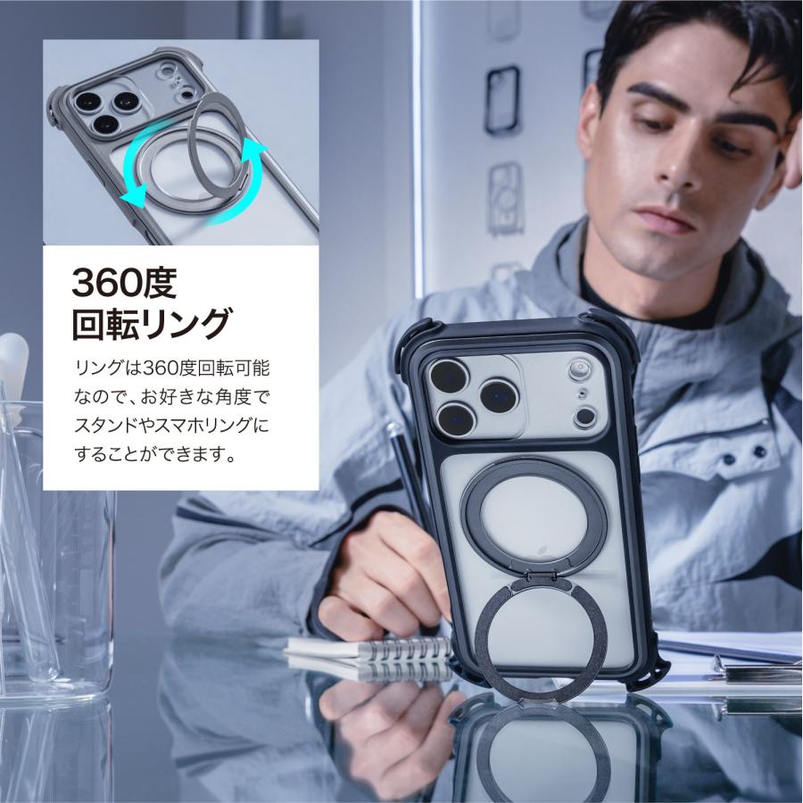 MAGEASY iPhone 17 Pro ケース クリア ショルダー ストラップ