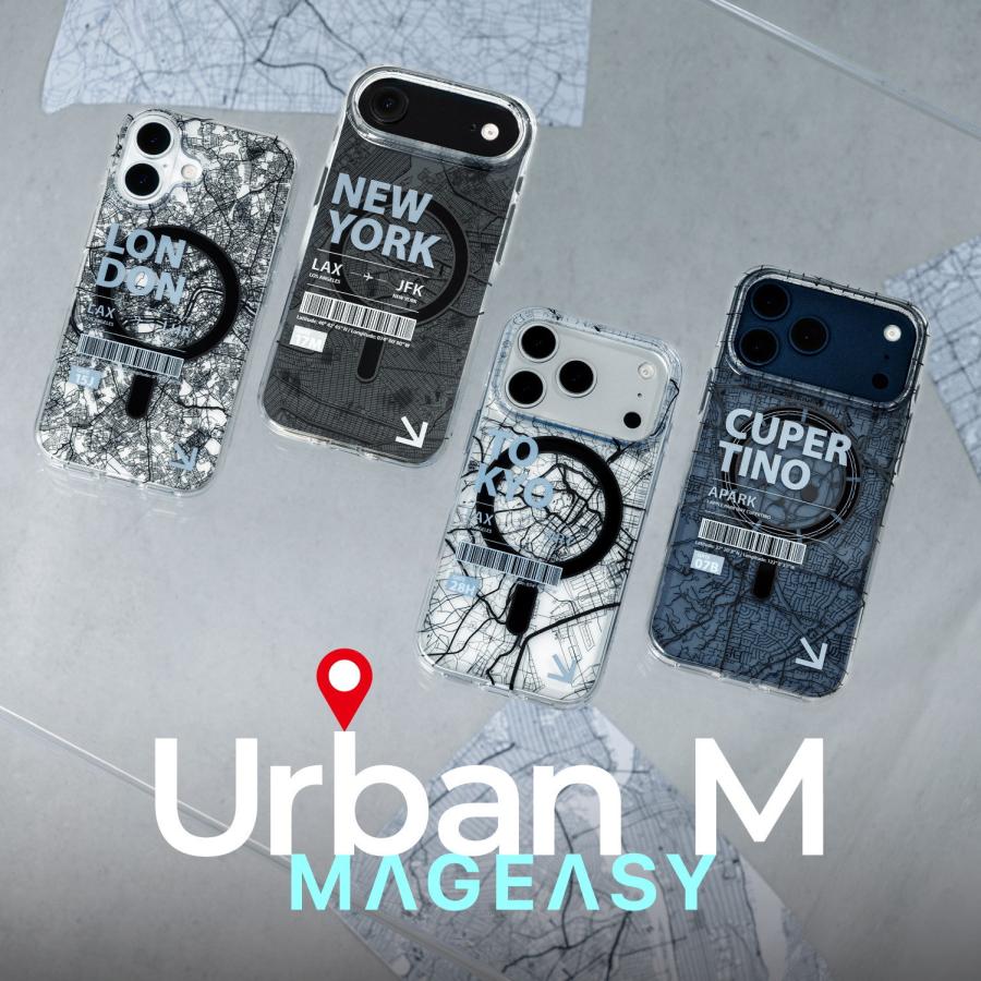 MAGEASY iPhone 17 Pro ケース MagSafe クリア 地図 耐衝撃