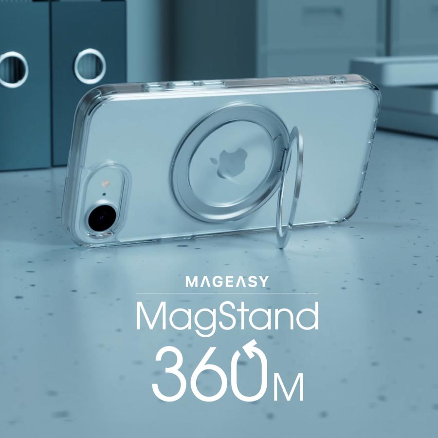 MAGEASY iPhone 16e ケース クリア マグネット スタンド リング付き 耐