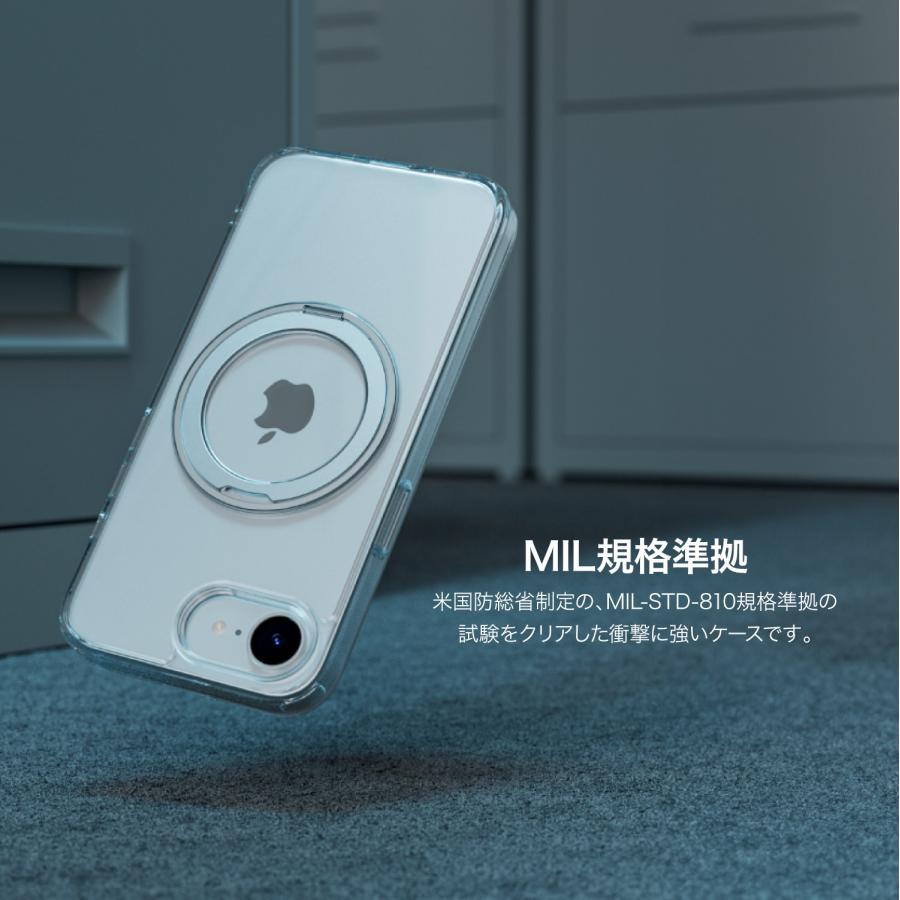 MAGEASY iPhone 16e ケース クリア マグネット スタンド リング付き 耐