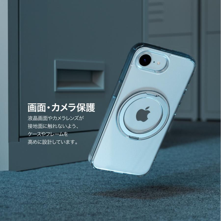 MAGEASY iPhone 16e ケース クリア マグネット スタンド リング付き 耐