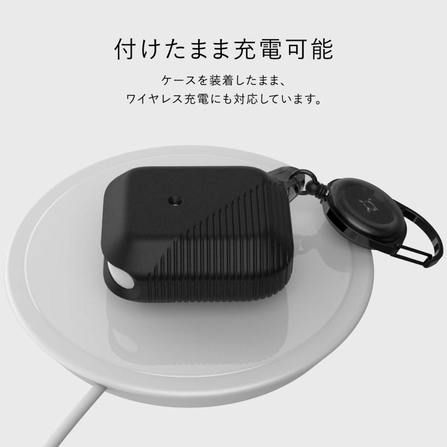 AirPods ケース 耐衝撃 薄型 シリコン ソフト カバー落下防止 カラビナ リール 付属 衝撃吸収 保護 ケースカバー エアーポッズ エアーポッツ 対応 Raptic Radius | RAPTIC | 05