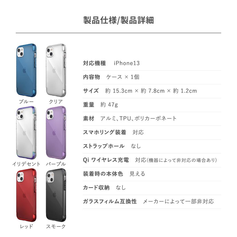 iPhone13 ケース 米軍 MIL規格 クリア 透明 薄型 スマホケース 耐衝撃 アルミ ハイブリッド 抗菌 クリアケース カバー iPhone 13 アイフォン13 対応 RAPTIC Air | RAPTIC | 06