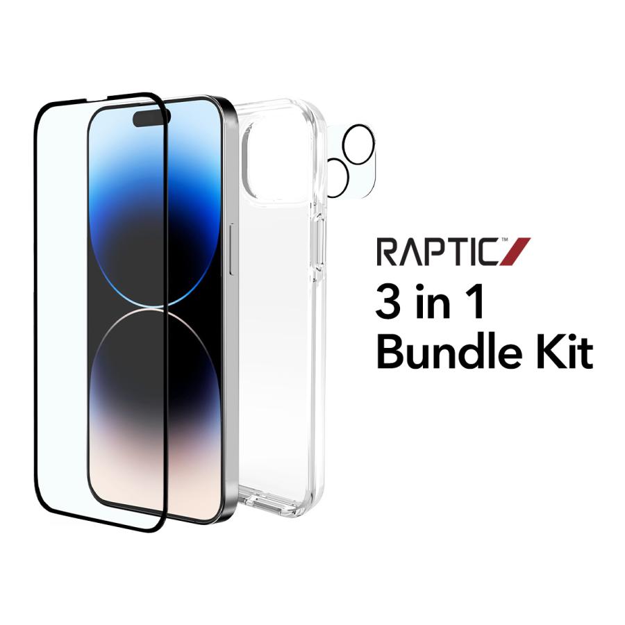 iPhone15Plus ケース ガラスフィルム カメラ保護フィルム 3点 セット クリアケース Apple iPhone15 Plus アイフォン15 プラス 対応 RAPTIC 3 in 1 Bundle Kit | RAPTIC