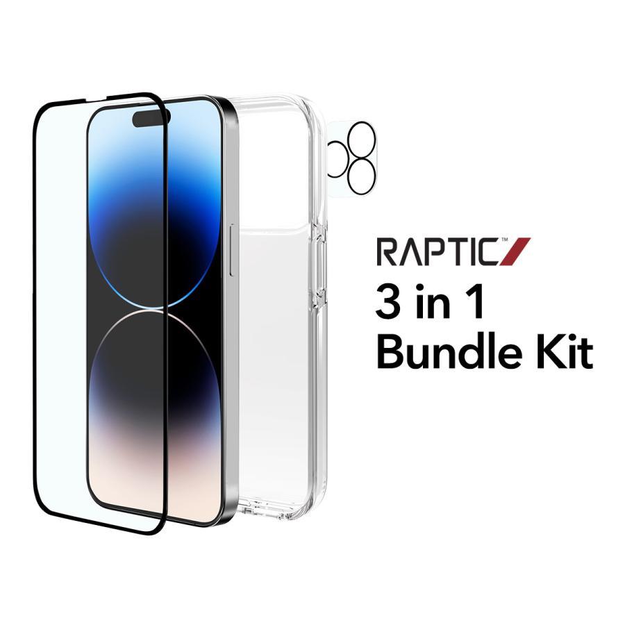 iPhone15ProMax ケース ガラスフィルム カメラ保護フィルム 3点 セット クリアケース iPhone15 ProMax アイフォン15 プロマックス RAPTIC 3 in 1 Bundle Kit | RAPTIC