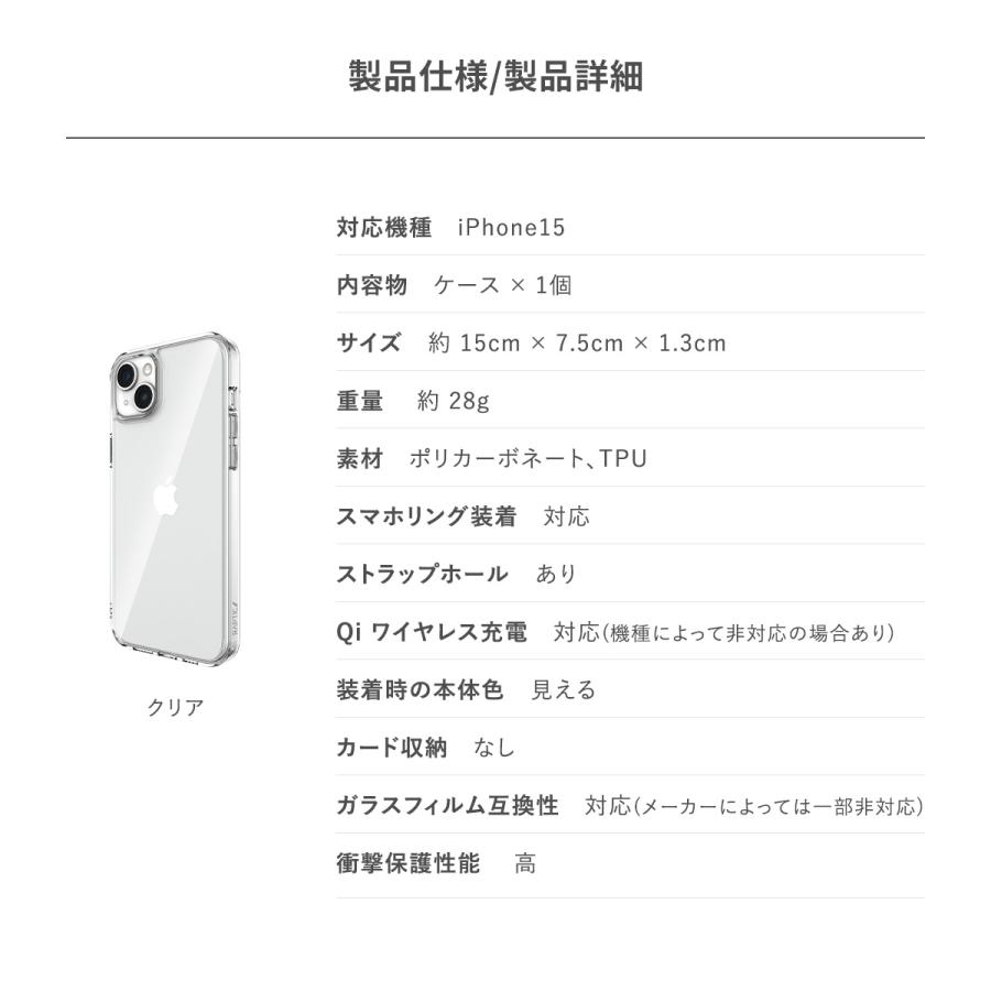 RAPTIC iPhone15 ケース 耐衝撃 米軍MIL規格 クリア 衝撃吸収 薄型