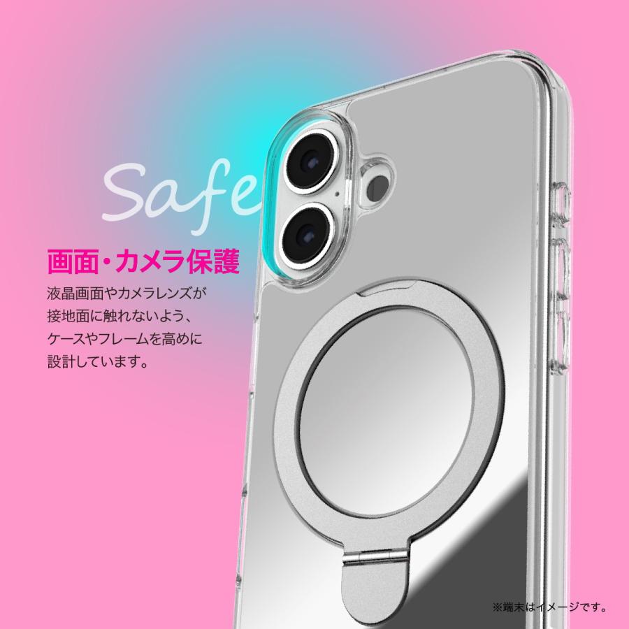 iPhone 16 Plus ケース クリア マグセーフ 対応 耐衝撃 ストラップホール スタンド 付 スマホケース iPhone16Plus 対応 RAPTIC Air Stand Mirror MagSafe | RAPTIC | 05