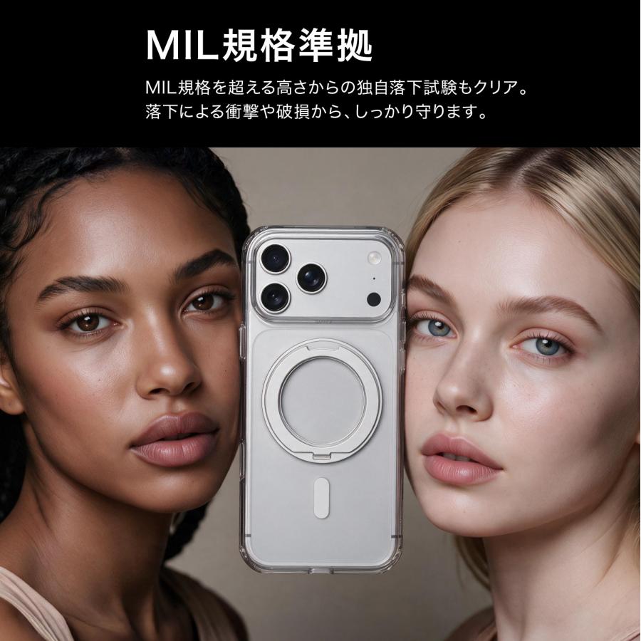 iPhone 18 Pro Max iPhone 17 Pro Max ケース MagSafe対応 回転 リング スタンド 耐衝撃 クリア スマホケース iPhone18 プロマックス 対応 Air Stand | RAPTIC | 03