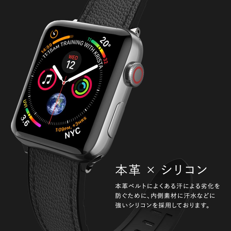 Apple Watch 8 SE2 7 45mm 44mm 42mm Series SE 6 5 4 バンド 本革 レザー × シリコン 革 ベルト アップルウォッチ8 アップルウォッチ 45 44 42 mm 対応 | ブランド登録なし | 02
