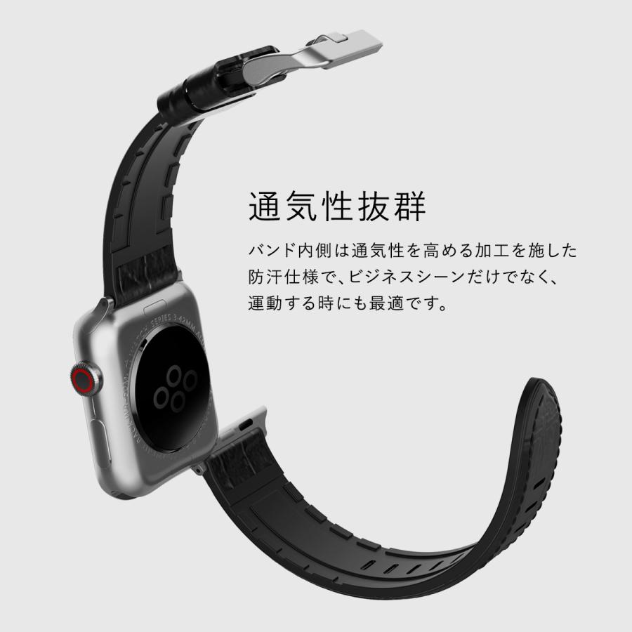Apple Watch 8 SE2 7 45mm 44mm 42mm Series SE 6 5 4 バンド 本革 レザー × シリコン 革 ベルト アップルウォッチ8 アップルウォッチ 45 44 42 mm 対応 | ブランド登録なし | 03