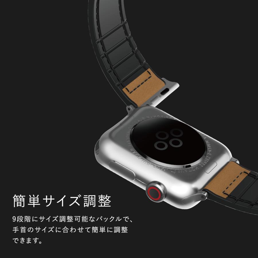 Apple Watch 8 SE2 7 45mm 44mm 42mm Series SE 6 5 4 バンド 本革 レザー × シリコン 革 ベルト アップルウォッチ8 アップルウォッチ 45 44 42 mm 対応 | ブランド登録なし | 04