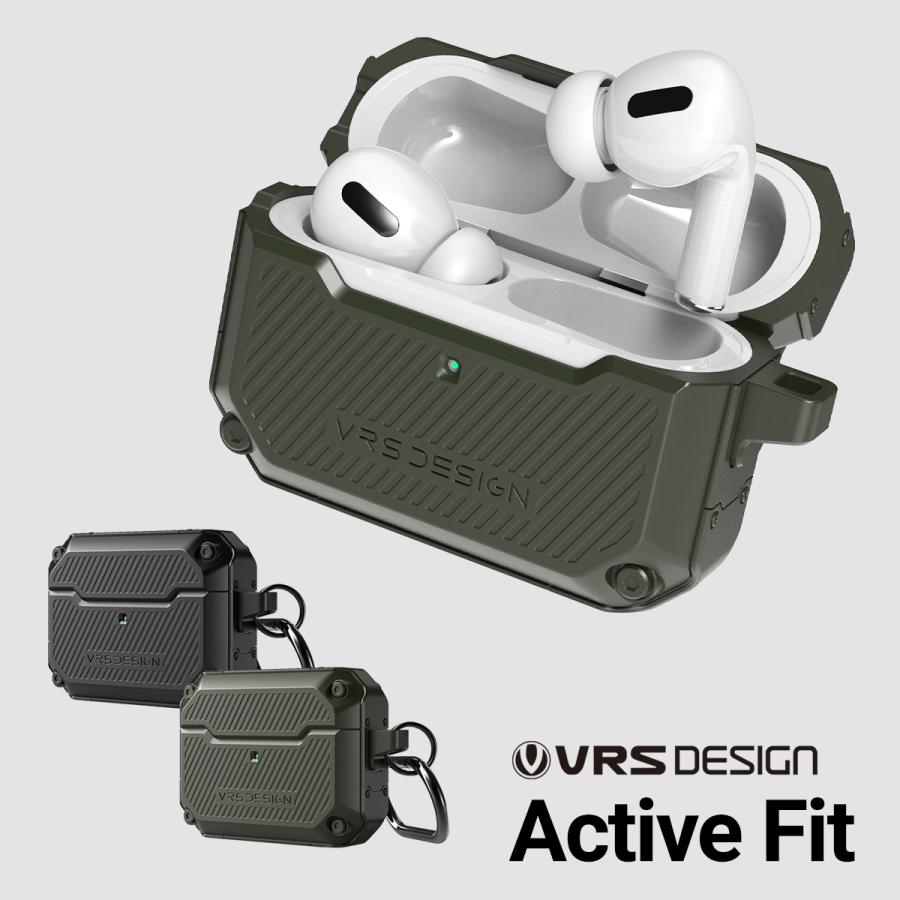 AirPods Pro ケース 耐衝撃 カラビナ ストラップホール 付 ソフト カバー 衝撃 吸収 ケースカバー AirPodsPro MWP22J/A エアーポッズプロ 対応 VRS Active Fit | VRS DESIGN