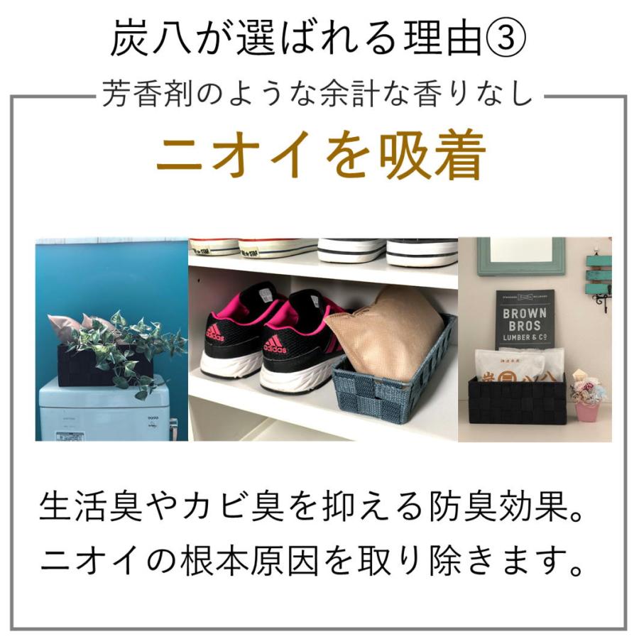 炭八 小袋 増量タイプ 700ml 10袋セット  除湿 消臭 湿気とり かび対策 調湿 押入 収納 出雲 炭はち  繰り返し押入 下駄箱 タンス｜con-nect｜16