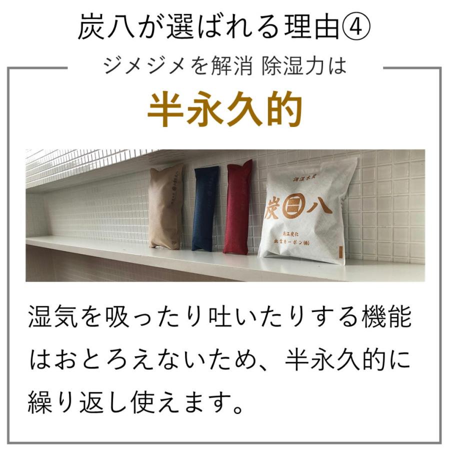 炭八 小袋 増量タイプ 700ml 10袋セット  除湿 消臭 湿気とり かび対策 調湿 押入 収納 出雲 炭はち  繰り返し押入 下駄箱 タンス｜con-nect｜17