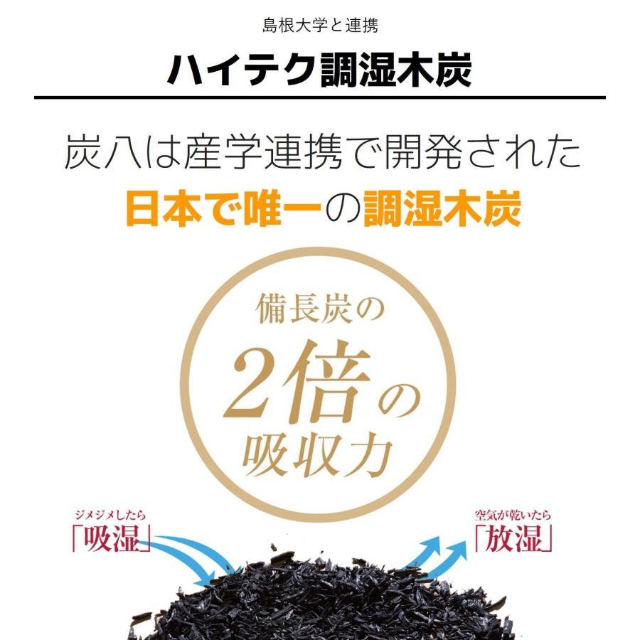 炭八 小袋 増量タイプ 700ml 10袋セット  除湿 消臭 湿気とり かび対策 調湿 押入 収納 出雲 炭はち  繰り返し押入 下駄箱 タンス｜con-nect｜10