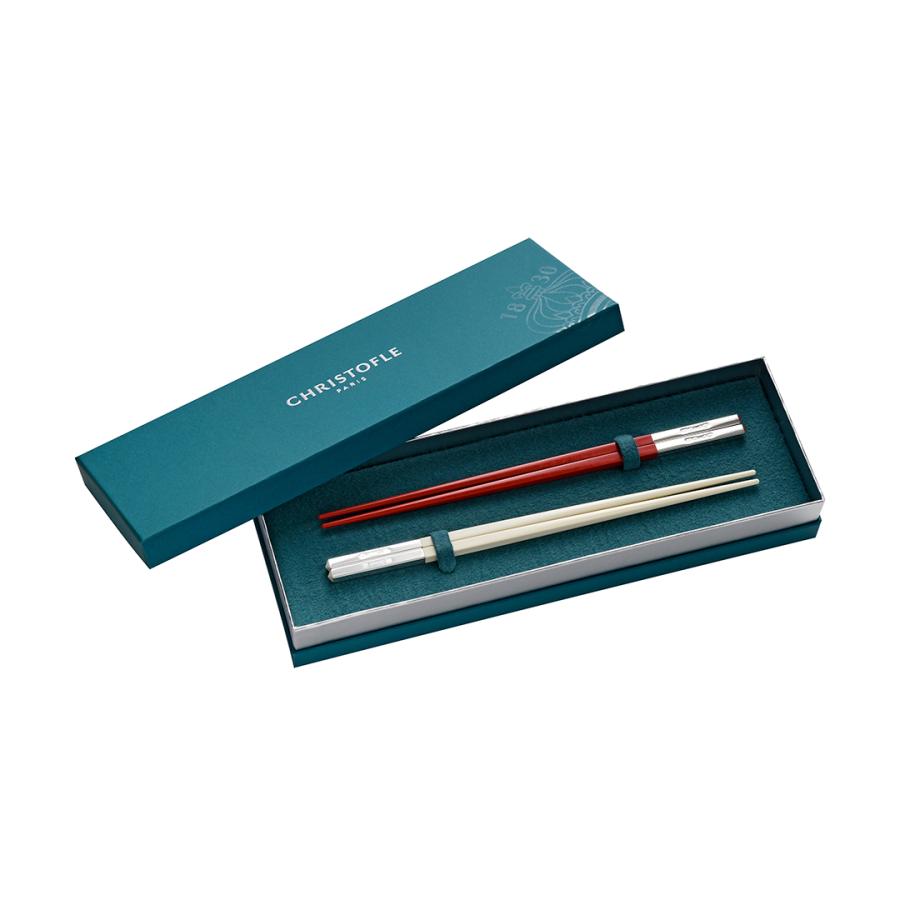 【クリストフル】箸ペアセット赤・黒 Christofle クリストフル ユニ ペア箸 ルージュ 赤・ノアール 黒