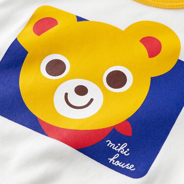 MIKI HOUSE(ミキハウス) 長袖Tシャツセット(黄:プッチー) (70-80cm) BOX付き 8分丈スパッツ くま 出産祝い お祝い 男の子 女の子 ギフト ギフトカタログ | MIKI HOUSE | 01