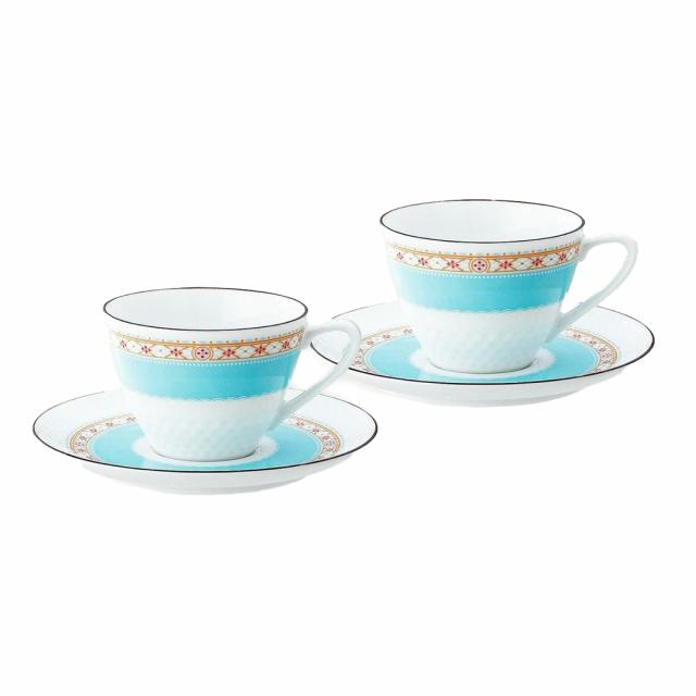ノリタケ ハミングブルー ティーコーヒー碗皿ペアセット : ギフトの