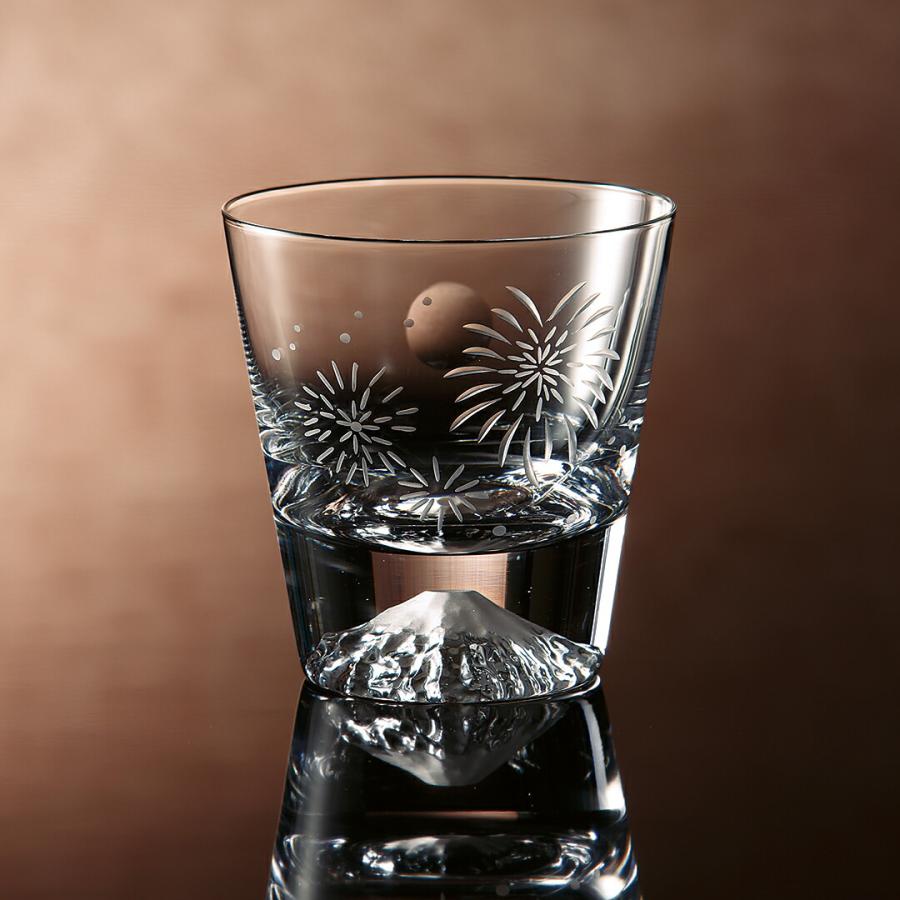 田島窯 江戸硝子 富士山 ロックグラス 月と花火（木箱入） お返し ギフト プレゼント 誕生日 ガラス 手作り コラボレーション 表情 熟練 職人 丁寧 |  | 01