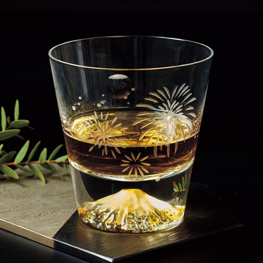 田島窯 江戸硝子 富士山 ロックグラス 月と花火（木箱入） お返し ギフト プレゼント 誕生日 ガラス 手作り コラボレーション 表情 熟練 職人 丁寧 |  | 03