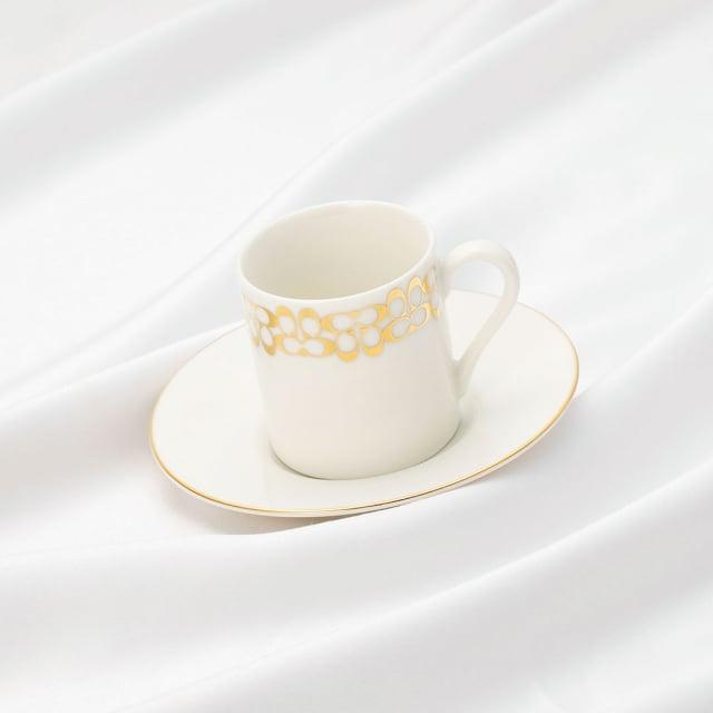 COACH(コーチ)ペアデミタスカップ＆ソーサー ゴールド 送料無料 テーブルウェア テーブルウェア 結婚祝い 新築祝い ペアデミタスカップ ソーサー ゴールド | COACH | 01