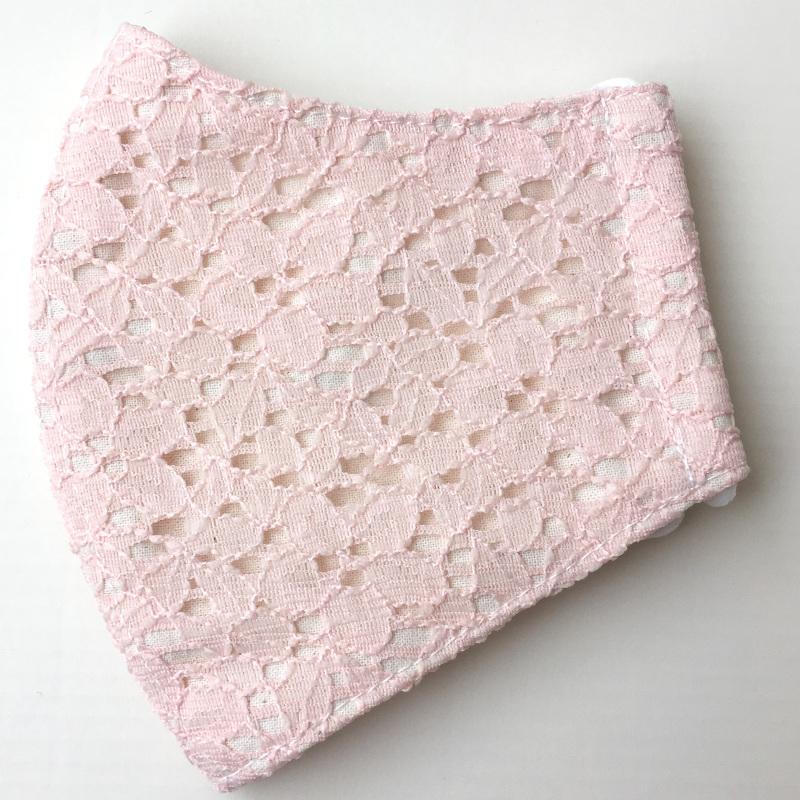 マスク 大人用  立体マスク なでしこ オフ白/ピンク 花柄 ラッセルレース 日本製 デザインマスク おしゃれマスク 小顔マスク 花粉症 インフル | ブランド登録なし | 02