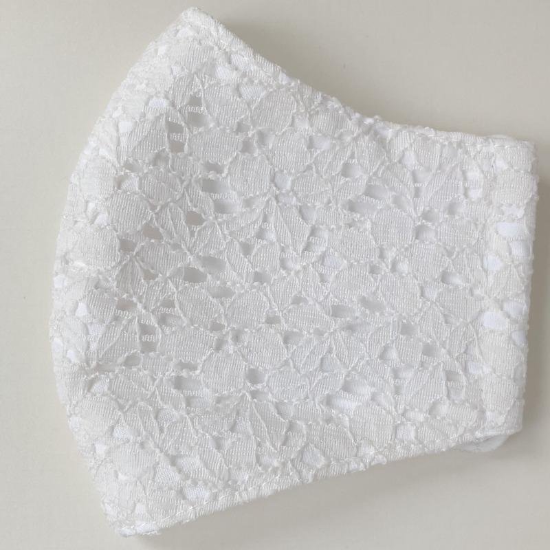 マスク 大人用  立体マスク なでしこ オフ白/ピンク 花柄 ラッセルレース 日本製 デザインマスク おしゃれマスク 小顔マスク 花粉症 インフル | ブランド登録なし | 01