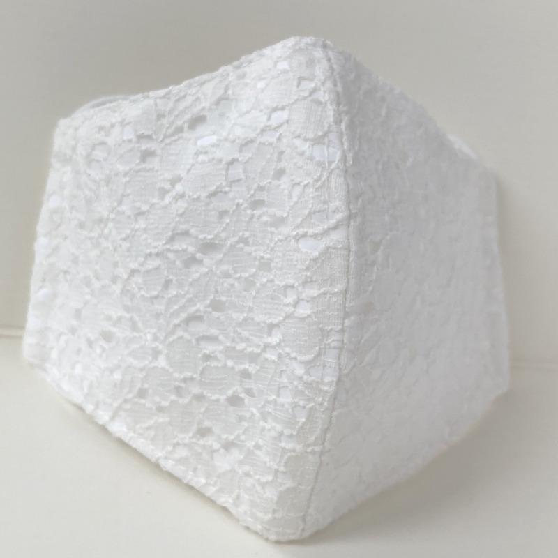 マスク 大人用  立体マスク なでしこ オフ白/ピンク 花柄 ラッセルレース 日本製 デザインマスク おしゃれマスク 小顔マスク 花粉症 インフル | ブランド登録なし | 04