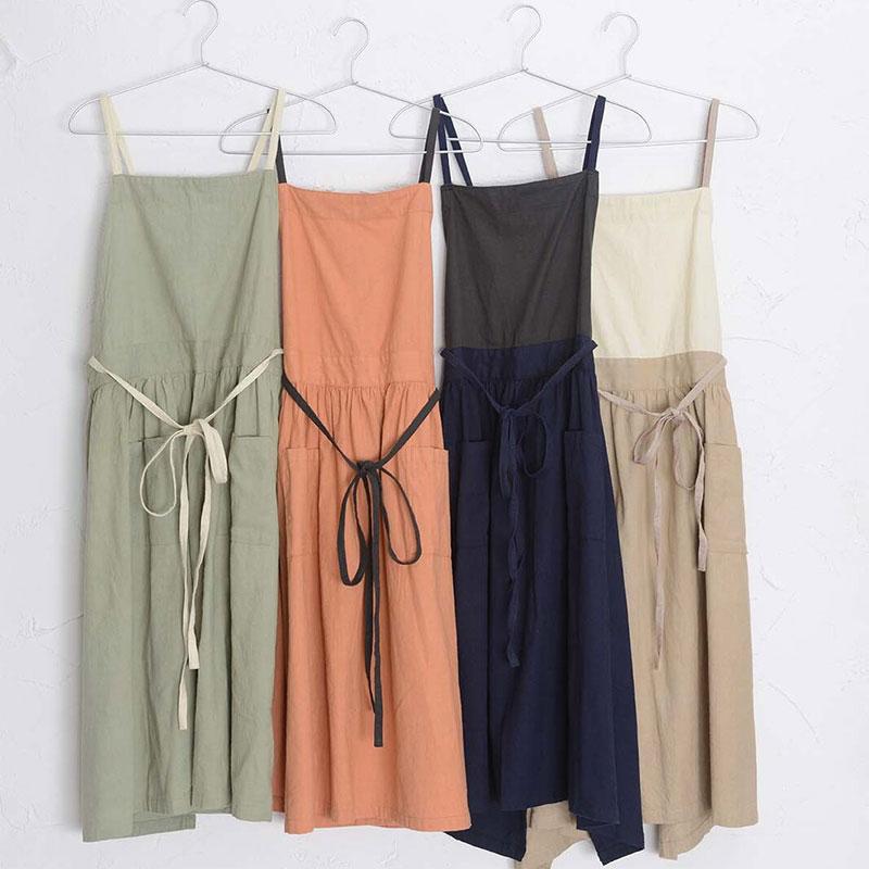 エプロン フルッタ バイカラー 配色 綿 ギャザー ドレスエプロン アウトドア テクノプライム  ギフト | ブランド登録なし