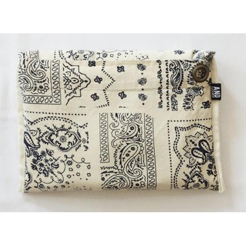 エプロン バンダナ柄 綿 ホワイト/ネイビー ドレスエプロン ワンピエプロン コットンエプロン テクノプライム  ギフト | ブランド登録なし | 03