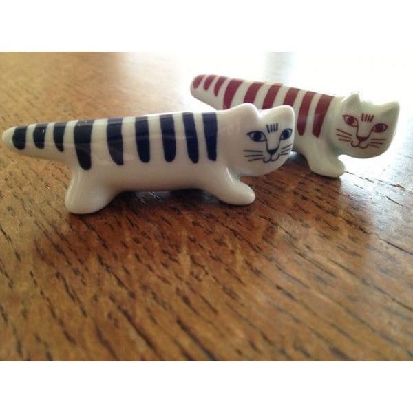 リサラーソン 箸置き2個セット レッド&ブルー シマ猫 マイキー 陶器製 猫 lisa larson | Lisa Larson