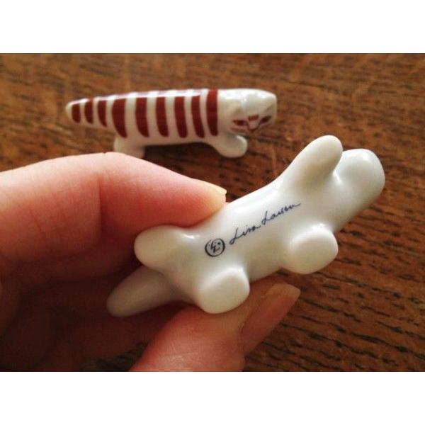 Lisa Larson リサラーソン 箸置き2個セット レッド&ブルー シマ猫